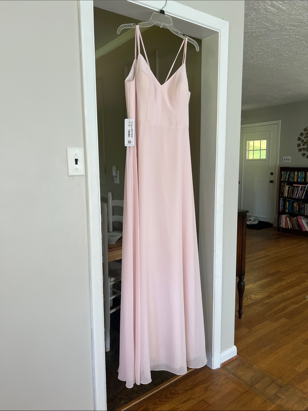 Azazie Janine Blush Pink Chiffon Bridesmaid Dress Custom Size Approx. 12 Nwt